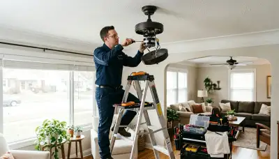 Ceiling fan repair electrician serving Bloomington, IN homes
