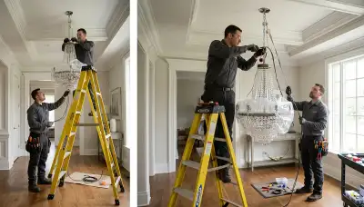 Chandelier installation by On Call Electrical in Bloomington, Indiana homes