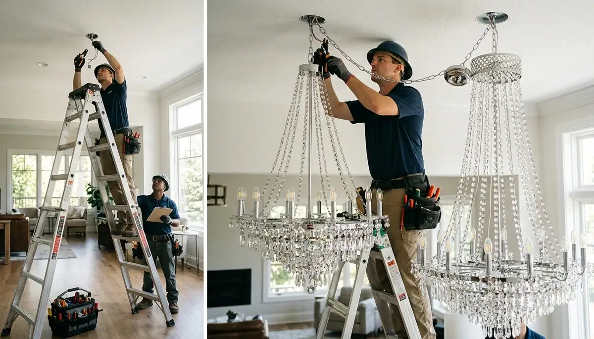 Chandelier installation service for Bloomington, IN homes by On Call Electrical
