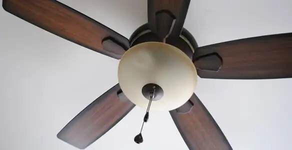 Fully installed ceiling fan with balanced blades and light fixture in Bloomington, IN