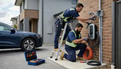 Electric car charger installation by Bloomington, IN electricians for a residential home
