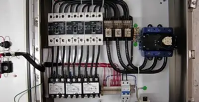 Electrical panel installation with organized circuit breakers and wiring in Bloomington, IN