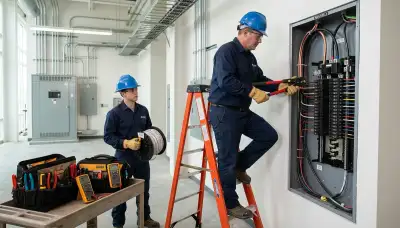 Electrician providing electrical service for Bloomington, IN homes, inspecting panels, circuits, and wiring