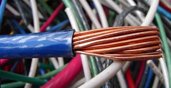 electrical wiring services showing exposed copper conductors and cable preparation in Bloomington, IN