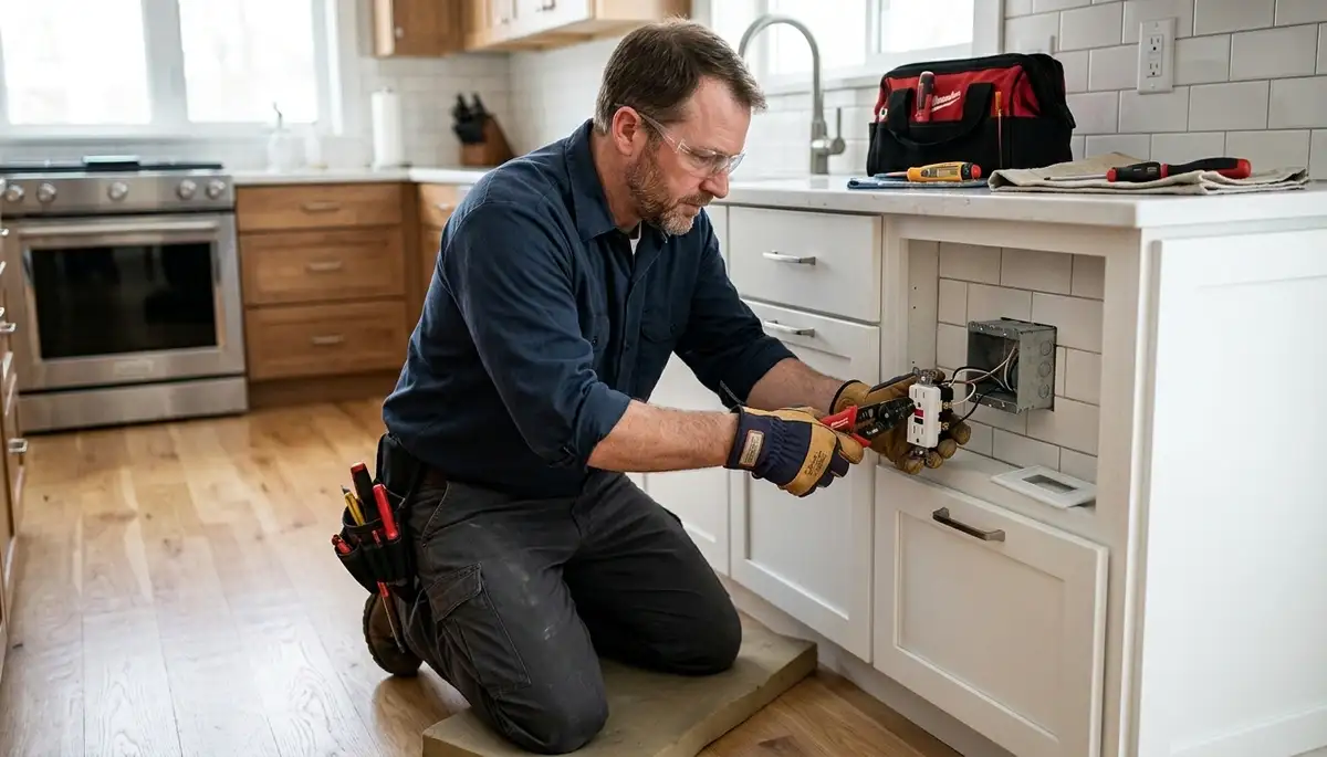GFC outlet installation for a Bloomington, IN home by local electricians