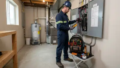Electrician performing a home electrical inspection in Bloomington, IN