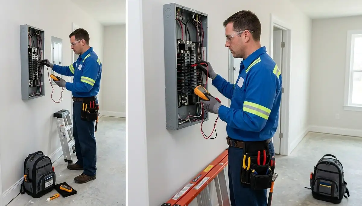 Electrician performing a home electrical inspection in Bloomington, IN