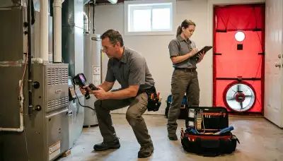 Electrician conducting a home energy audit in Bloomington, IN to assess panel and wiring loads