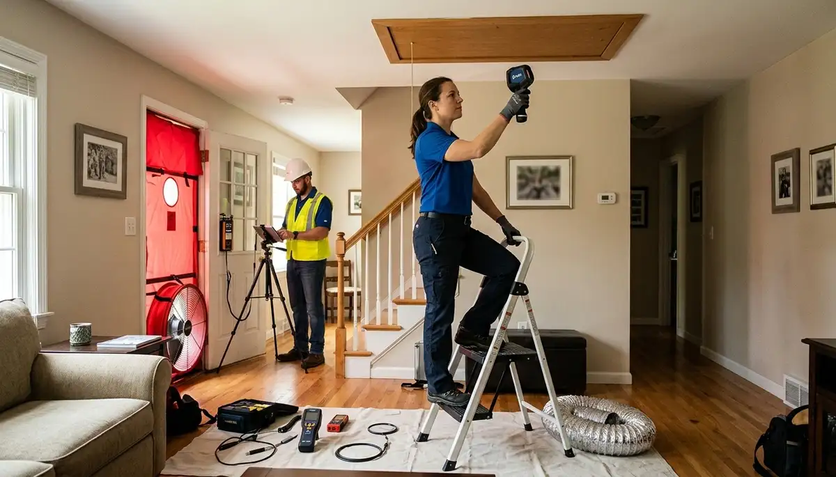 Electrician conducting a home energy audit in Bloomington, IN homes
