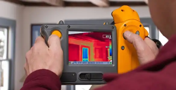 home energy audit service capturing thermal readings to analyze insulation and electrical efficiency in Bloomington, IN