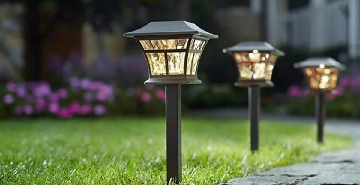 landscape lighting installation services with professionally installed pathway lights in Bloomington, IN