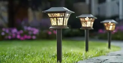 landscape lighting installation services with professionally installed pathway lights in Bloomington, IN