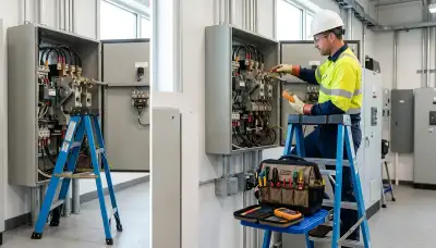 Electrician repairing a wall switch in a Bloomington, IN home